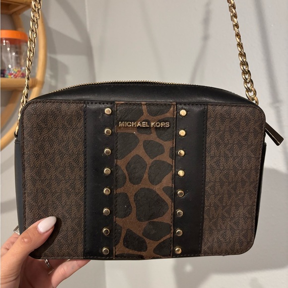 Michael Kors Leopard and Black Crossbody Bag - Picture 2 of 3